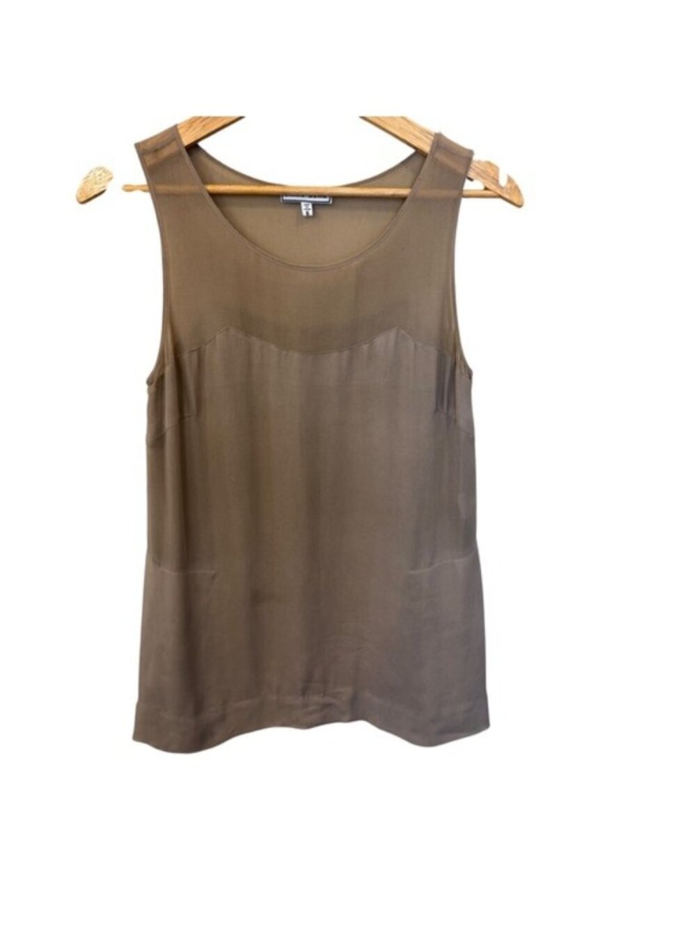 Chris Benz 100% Silk Tank Top Womens Size 6 Brown Sleeveless Blouse *Read Flaws
